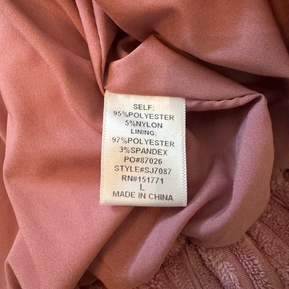 Le Lis Pink Corduroy Ribbed Cropped Jacket Womens Large Zip Snap - Picture 12 of 16